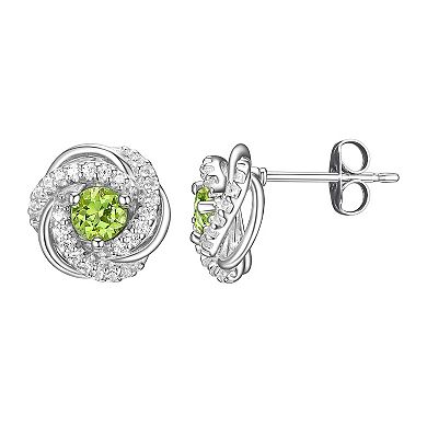 Tokens of Love Sterling Silver Peridot Birthstone Love Knot Stud Earrings