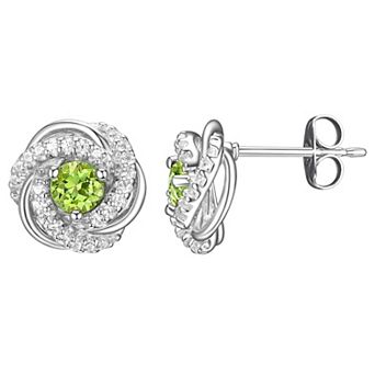 Tokens of Love Sterling Silver Peridot Birthstone Love Knot Stud Earrings