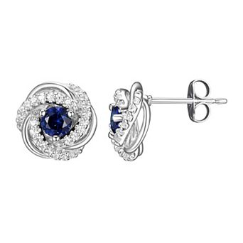 Tokens of Love Sterling Silver Lab-Created Sapphire Birthstone Love Knot Stud Earrings