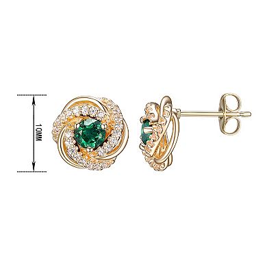 Tokens of Love Sterling Silver Simulated Emerald Birthstone Love Knot Stud Earrings