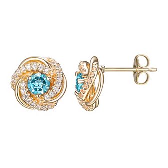 Tokens of Love Sterling Silver Blue Topaz Birthstone Love Knot Stud Earrings