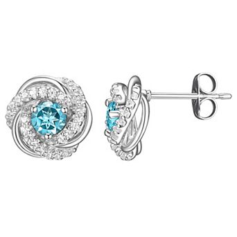 Tokens of Love Sterling Silver Blue Topaz Birthstone Love Knot Stud Earrings