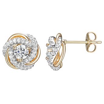 Tokens of Love Sterling Silver Lab-Created White Sapphire Birthstone Love Knot Stud Earrings