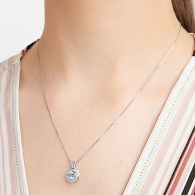 Tokens of Love Sterling Silver Lab-Created Aquamarine Birthstone Love Knot Pendant Necklace