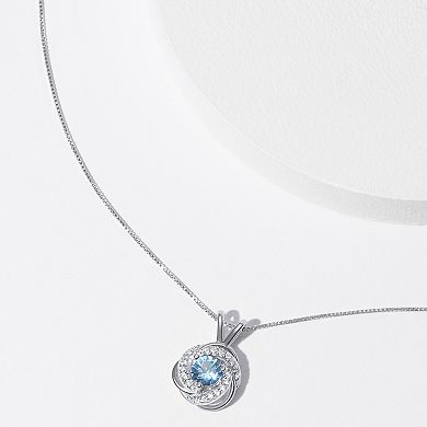 Tokens of Love Sterling Silver Lab-Created Aquamarine Birthstone Love Knot Pendant Necklace