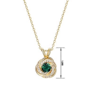 Tokens of Love Sterling Silver Simulated Emerald Birthstone Love Knot Pendant Necklace