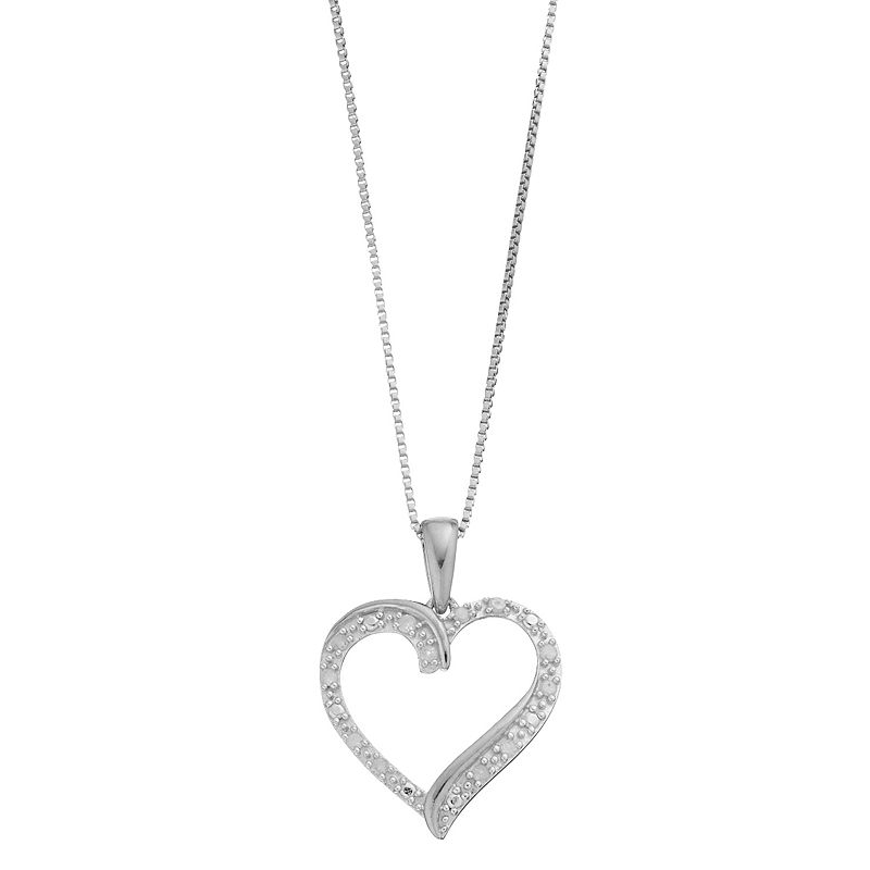 Delicate Diamonds Sterling Silver 1/10 Carat T.W. Diamond Open Heart Penda