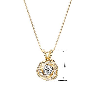 Tokens of Love Sterling Silver Lab-Created White Sapphire Birthstone Love Knot Pendant Necklace