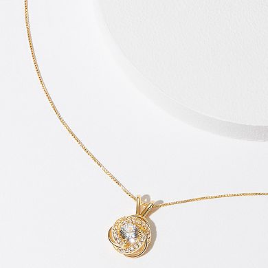 Tokens of Love Sterling Silver Lab-Created White Sapphire Birthstone Love Knot Pendant Necklace