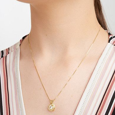 Tokens of Love Sterling Silver Lab-Created White Sapphire Birthstone Love Knot Pendant Necklace