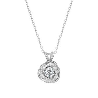 Tokens of Love Sterling Silver Lab-Created White Sapphire Birthstone Love Knot Pendant Necklace