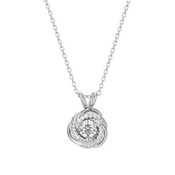 Tokens of Love Sterling Silver Lab-Created White Sapphire Birthstone Love Knot Pendant Necklace