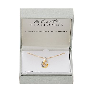 Delicate Diamonds Sterling Silver 1/10 Carat T.W. Diamond Teardrop Pendant Necklace