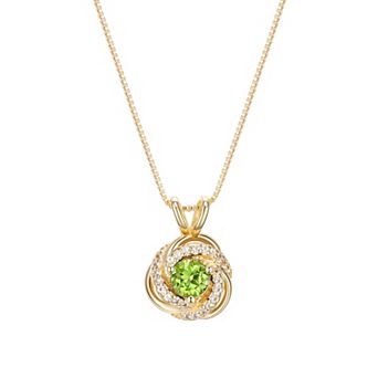 Tokens of Love Sterling Silver Peridot Birthstone Love Knot Pendant Necklace