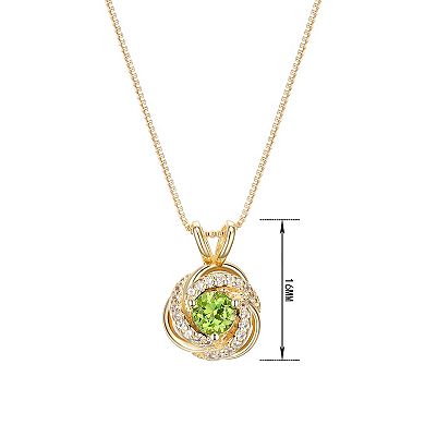 Tokens of Love Sterling Silver Peridot Birthstone Love Knot Pendant Necklace