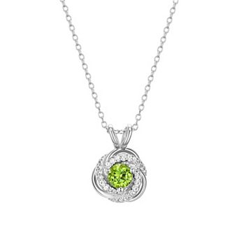 Tokens of Love Sterling Silver Peridot Birthstone Love Knot Pendant Necklace