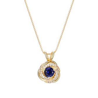 Tokens of Love Sterling Silver Lab-Created Blue Sapphire Birthstone Love Knot Pendant Necklace