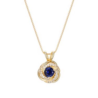 Tokens of Love Sterling Silver Lab-Created Blue Sapphire Birthstone Love Knot Pendant Necklace