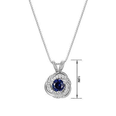 Tokens of Love Sterling Silver Lab-Created Sapphire Birthstone Love Knot Pendant Necklace