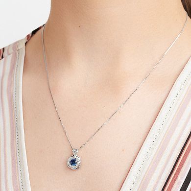 Tokens of Love Sterling Silver Lab-Created Sapphire Birthstone Love Knot Pendant Necklace