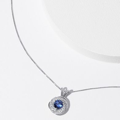 Tokens of Love Sterling Silver Lab-Created Sapphire Birthstone Love Knot Pendant Necklace