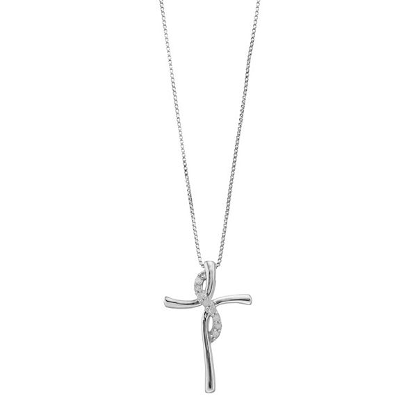 1.Ctw Diamond Infinity Cross Pendant Necklace 14k White Gold Over