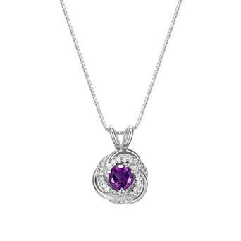 Tokens of Love Sterling Silver Amethyst Birthstone Love Knot Pendant Necklace