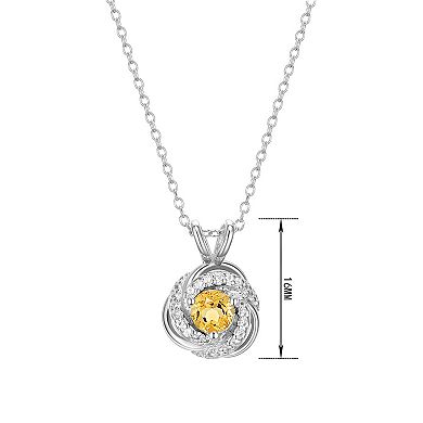 Tokens of Love Sterling Silver Citrine Birthstone Love Knot Pendant Necklace