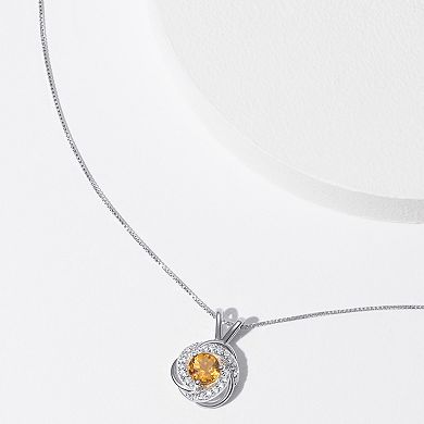 Tokens of Love Sterling Silver Citrine Birthstone Love Knot Pendant Necklace