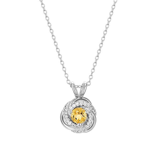 Tokens of Love Sterling Silver Citrine Birthstone Love Knot Pendant ...