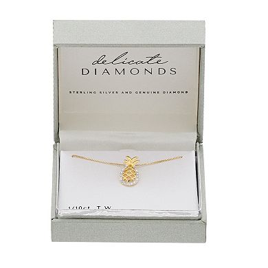 Delicate Diamonds Sterling Silver 1/10 Carat T.W. Diamond Pineapple Pendant Necklace