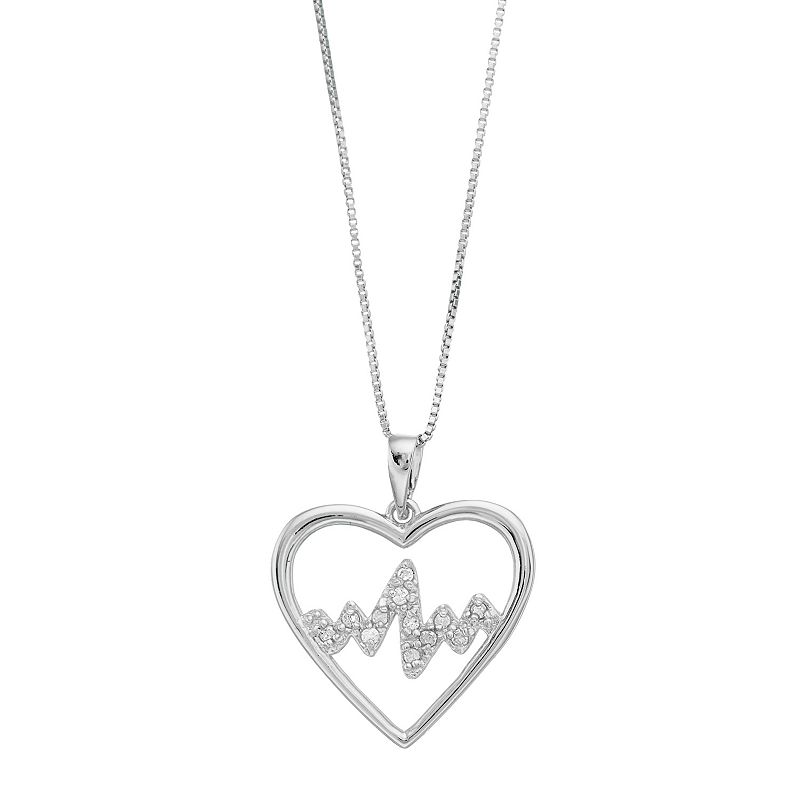 Delicate Diamonds Sterling Silver 1/10 Carat T.W. Diamond Heartbeat Heart 