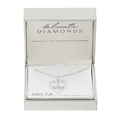 Delicate Diamonds Sterling Silver 1/10 Carat T.W. Diamond Heartbeat Heart Pendant Necklace