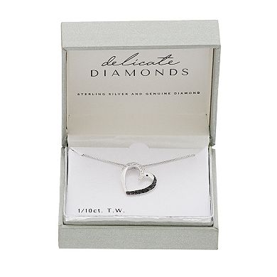 Delicate Diamonds Sterling Silver 1/10 Carat T.W. Black & White Diamond Heart Pendant Necklace