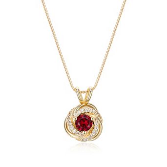 Tokens of Love Sterling Silver Lab-Created Ruby Birthstone Love Knot Pendant Necklace