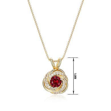 Tokens of Love Sterling Silver Lab-Created Ruby Birthstone Love Knot Pendant Necklace