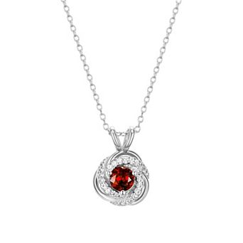 Tokens of Love Sterling Silver Garnet Birthstone Love Knot Pendant Necklace