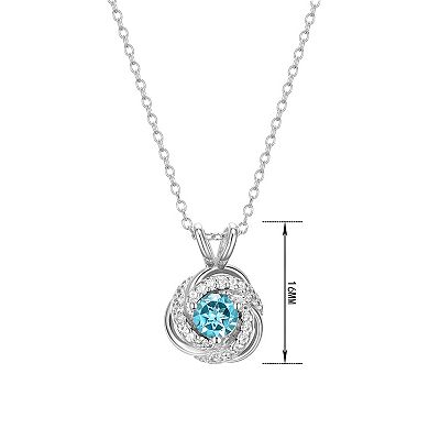 Tokens of Love Sterling Silver Blue Topaz Birthstone Love Knot Pendant Necklace