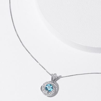 Tokens of Love Sterling Silver Blue Topaz Birthstone Love Knot Pendant Necklace