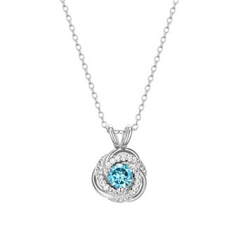 Tokens of Love Sterling Silver Blue Topaz Birthstone Love Knot Pendant Necklace