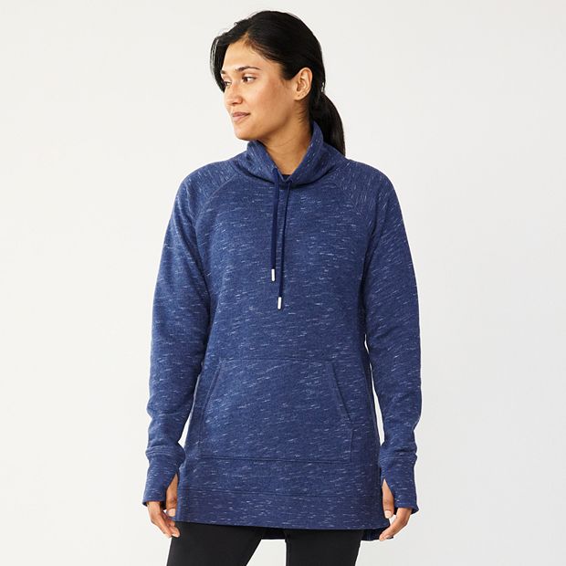 NWT Tek Gear Ultrasoft Blue Fleece Crewneck Pullover W/Thumbholes