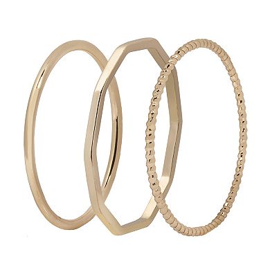 LC Lauren Conrad Gold Tone Polished & Textured Ring Set