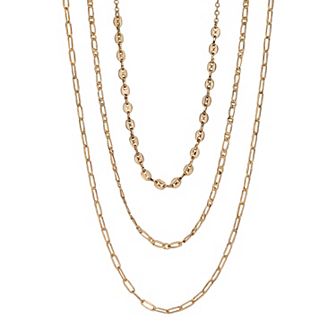 LC Lauren Conrad Gold Tone 3-Row Multi-Chain Necklace
