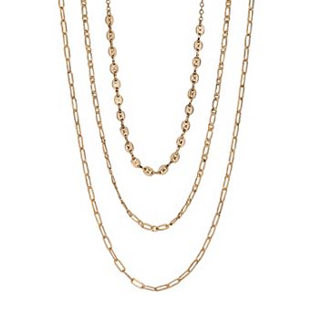 LC Lauren Conrad Gold Tone 3-Row Multi-Chain Necklace