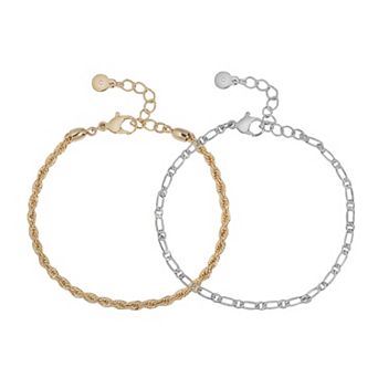 LC Lauren Conrad Gold Tone Rope & Curb Chain Bracelet Set