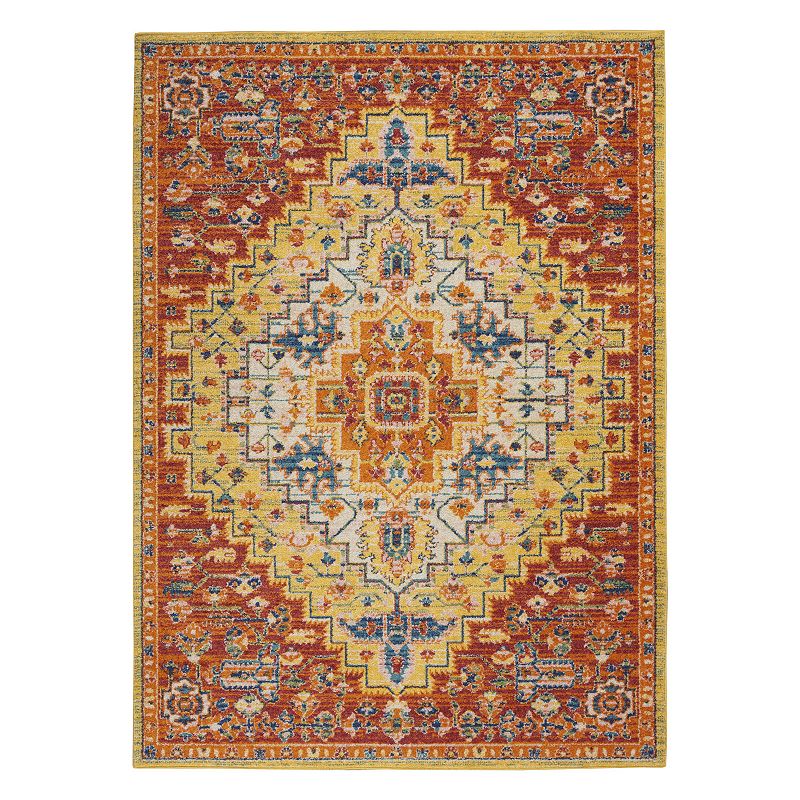 Nourison Allur Medallion Area Rug, Red, 5X7 Ft