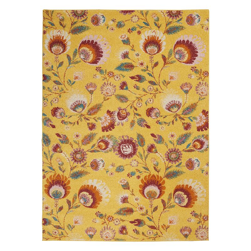 Nourison Allur Vines Area Rug, Yellow, 9X12 Ft