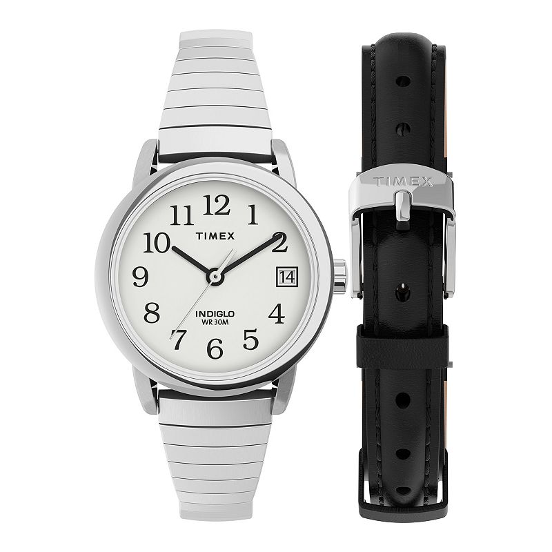 Timex® Easy Reader® Women's Expansion Band Watch & Leather Strap Box Set - TWG025200JT, Size: Small, Silver Tone