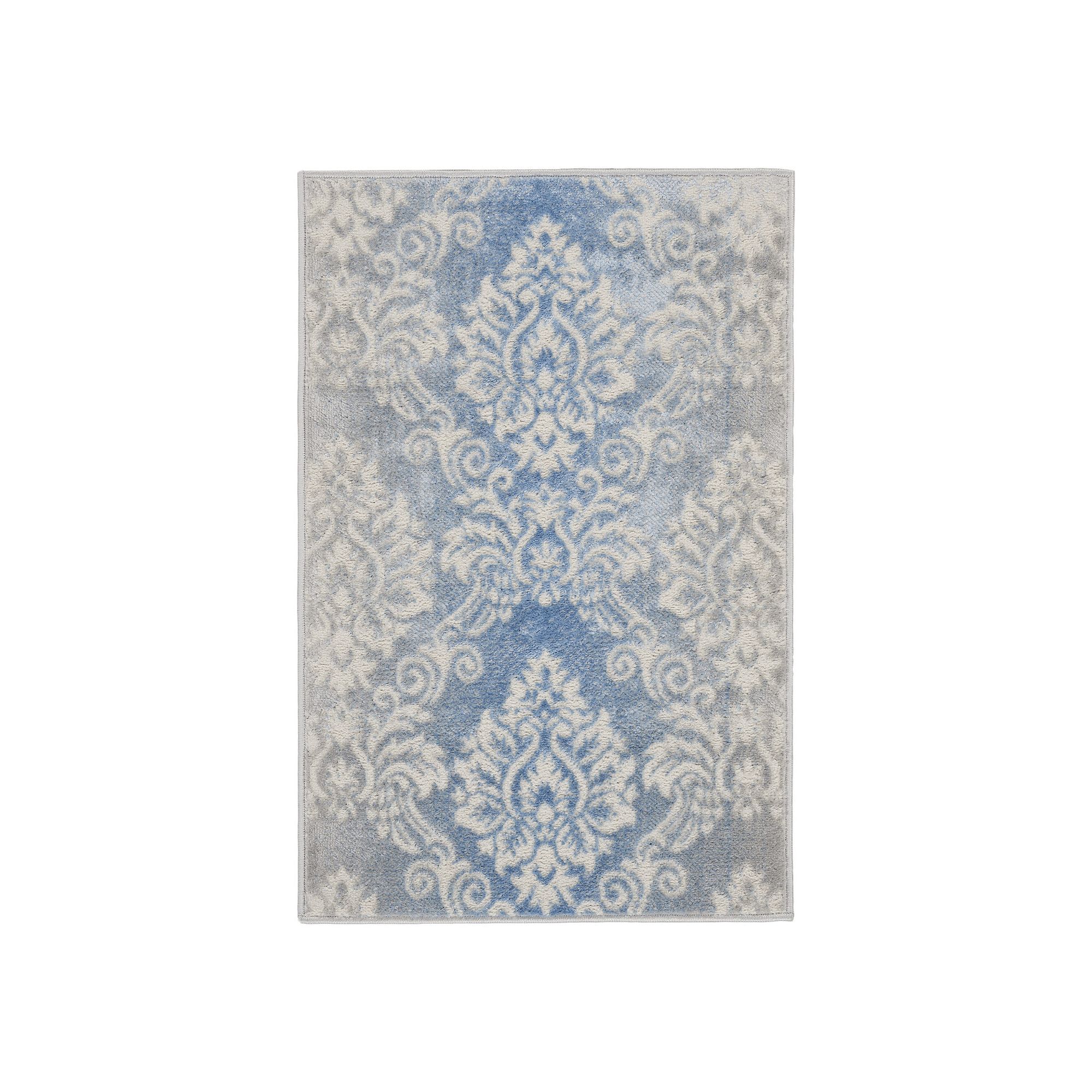 Nourison Elation Damask Area Rug, Ivory Blue