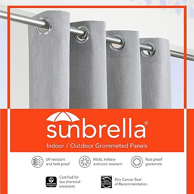 Sunbrella Cove Stripe Indoor/Outdoor UV Resistant Grommet Window Curtain